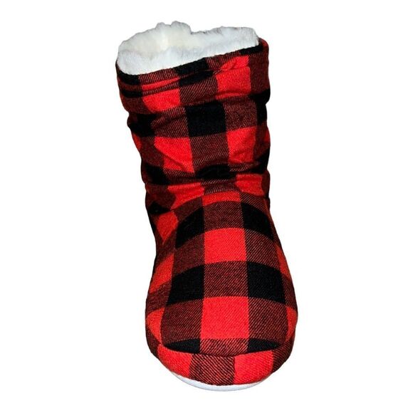 Charter Club Womens Slouch Boot Slippers Boxed Buffalo Check Red Small New - Picture 4 of 9
